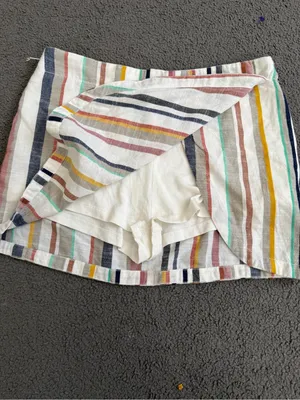 Free People White Mini Skirt with Multicolor Vertical Stripes thumbnail 4