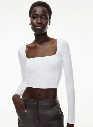 Aritzia Wilfred Long Sleeve Square Neck Ruched Top - Aritzia Orbit Top thumbnail 2