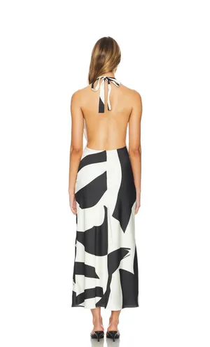 Revolve Anthropologie Bardot Black White Citron Halter Midi Bodycon Dress thumbnail 3