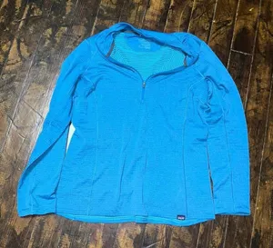 Patagonia blue striped gorpcore XL thermal weight capaline pullover thumbnail 1