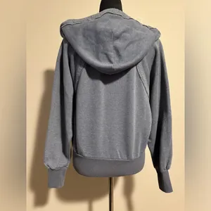 EUC Free People Movement Blue V Neck Hooded Cropped Pullover 2 pockets size XS thumbnail 6