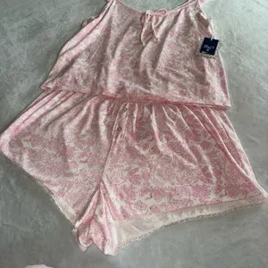 Roller Rabbit x Target Sketched Floral Pointelle Tank Top & Shorts Pajama Set in Pink size XXL thumbnail 3
