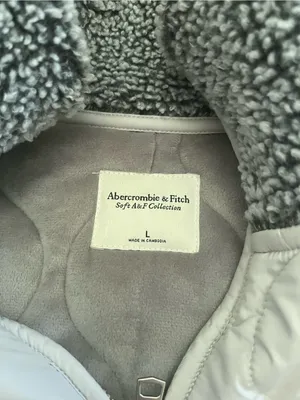 Abercrombie Gray Sherpa fleece Jacket Large Full Zip Cozy Teddy thumbnail 4