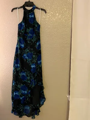 LULUS Elegant Entrance Black Floral Print Halter Maxi Dress size medium thumbnail 6