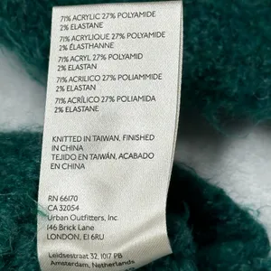 Free People Bradley Turtleneck Sweater Women’s Medium Green Chunky Knit Cropped thumbnail 5