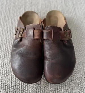 NC Club Dark Brown Oiled Leather Clogs Mules Size 9 Made in Spain thumbnail 1