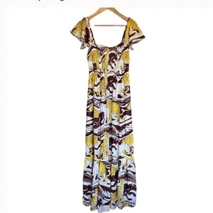Anthropologie ruffled maxi Jaguar print M thumbnail 7