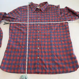 LL Bean Womens Red‎ Blue Plaid Flannel Button Front Shirt Size XL thumbnail 7