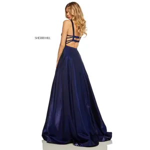 Sherri Hill 52457 Cross Dyed Shimmer A-Line Gown Size 8 Royal Blue‎ NWT $398 thumbnail 2