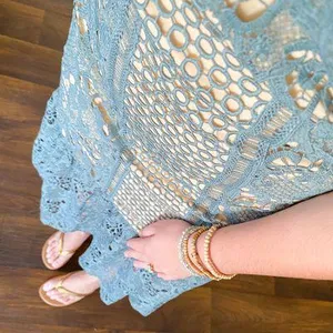 Romeo + Juliet Couture NWT Muted Blue Dusty Sage Lace Midi Dress thumbnail 6