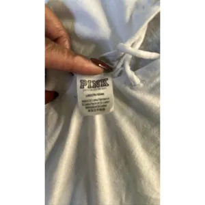 PINK Victoria's Secret White Lace Up Short Sleeve Graphic Tee Large thumbnail 3