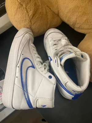 NIKE BLAZER MID 77 WHITE-HYPER BLUE "AIRBRUSH" Womens 5.5 thumbnail 5