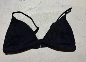 Hollister Black Ribbed Triangle Bikini Top small thumbnail 1