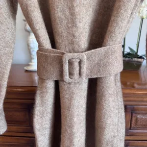Sézane Enola Dress Light Camel Mohair Wool Belted Mini Dress M NWT thumbnail 3