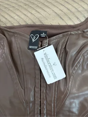 Windsor Chocolate Faux Leather Corset Tank thumbnail 2