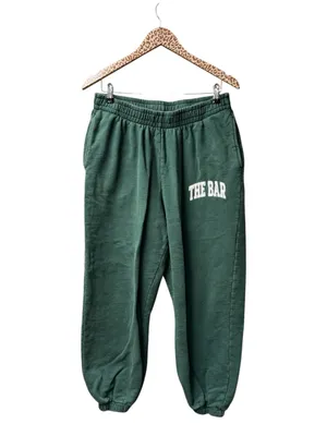 The Bar Varsity Fleece Sweatpants Hunter Green White XL READ thumbnail 2