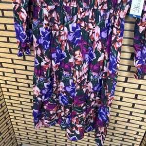 Terra &‎ Sky Purple Floral Midi Dress Size 1X thumbnail 4