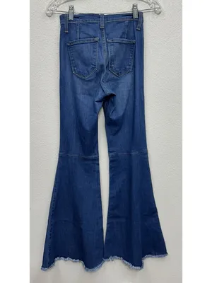 Judy Blue Super Flare Jeans Women’s 1/25 Blue Raw Hem High Rise Boho Retro thumbnail 2