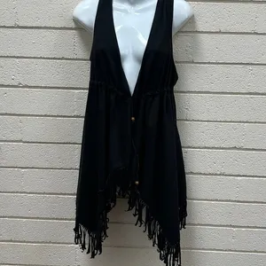 Wet Seal Y2K Festival Black Fringe Vest size M thumbnail 5