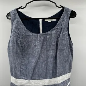 Boden Summer‎ Fun Denim Blue & White Embroidered Sleeveless Mini Dress Size 10 thumbnail 2