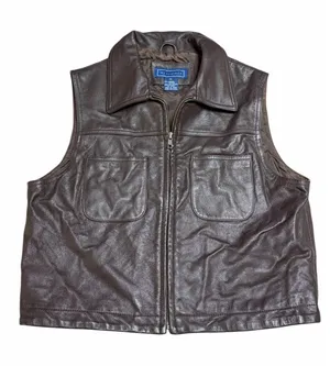 VTG My Clothes Chocolate Leather Biker Vest size Medium thumbnail 1