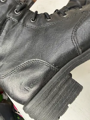 b.o.c. Black Leather Combat Boots Fold Over Cuff Sz 7 Moto Fall Boho Witchy thumbnail 4