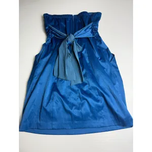 Blue Strapless Dress Party Cocktail Bridesmaid Bow‎ Pleated Size 7 thumbnail 4