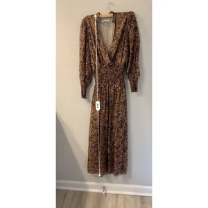 Waverly Grey Floral‎ Brown Printed Chiffon Brynlee Dress Size XS(No Belt) thumbnail 7