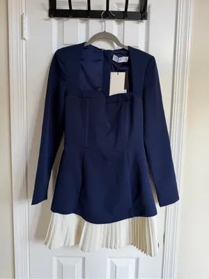 NWT Club L London Lysette Navy Sweetheart Pleated Mini Dress Size 6 thumbnail 3
