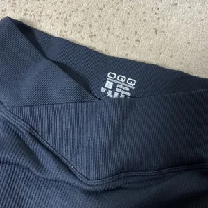 OQQ Ribbed Crossover V-Waist Legging Women L Black Yoga Activewear Seamless High thumbnail 4