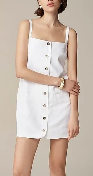 J.Crew Claudia White Linen Shift Mini Dress XS coastal quiet luxury thumbnail 1