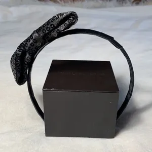 Black Sequin Bow Headband Satin Wrapped Coquette Hair Accessory One Size thumbnail 3