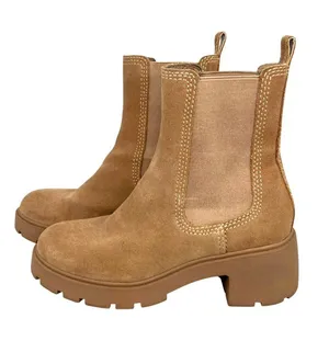Steve Madden Haylan Suede Chelsea Boots Chunky Lug Sole Beige Tan Size 8 thumbnail 1