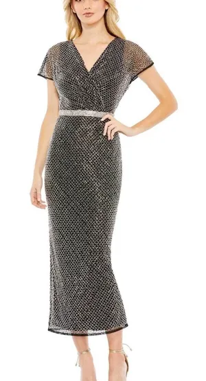 Mac Duggal NEW 93787 V-Neck Cap Sleeve Formal Dress Bead Size‎ 6 thumbnail 1