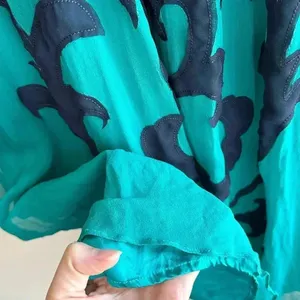 Miss Sixty Teal and Navy Blue Silk Gown Maxi Floral Dress, Size 4 thumbnail 9