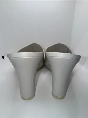 A New Day Vivi Wedge Mule Heels Women’s 10 Off-White Vegan Leather Open Toe thumbnail 6