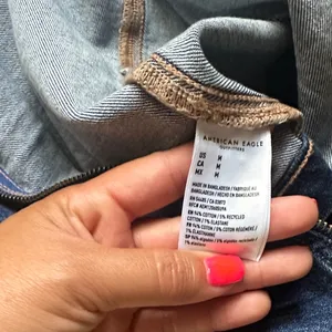 American Eagle Denim Stretch Mini Dress Zip Front Womens M Preppy Western Casual thumbnail 8