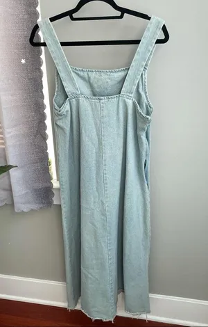 Light blue denim preppy style Y2K jeans dress overalls thumbnail 3