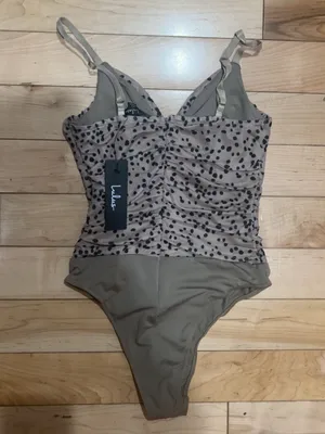 Lulu’S Mesh To Impress Brown Dot Print Ruched Cutout Bodysuit thumbnail 6