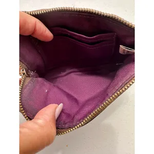 Vintage Coach 8035 Plum Stripe Signature Coated Canvas Zip Top Pouch Wristlet thumbnail 4