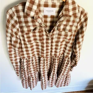 THE SHIRT Rochelle Behrens - Jules Dress in brown/cream plaid gingham‎ thumbnail 4