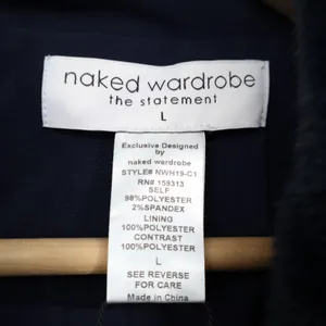Naked Wardrobe The Statement Trench Coat Womens L Navy Belted Waist Long Sleeve thumbnail 2