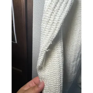 Aerie Cream Lace Up Back Chunky Knit Shaker Sweater‎ Womens Medium Off White thumbnail 5