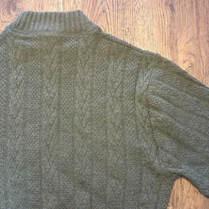 VTG 80s Olive Green Fisherman Knit Sweater USA Union‎ Made Womens M Chunky Knit thumbnail 10
