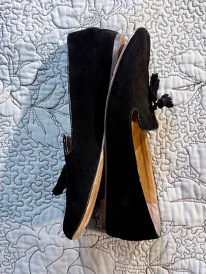 ☀️J.Crew Black Faux Suede Tassel Smoking Loafers Flats Sz 8.5🧡 thumbnail 5