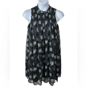 Joie Ruffle Neck Printed Mini Dress | Navy Tan | Medium thumbnail 6