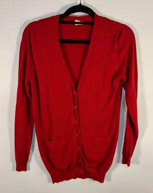 Needle & Thread Red V-Neck Button Front Cardigan Sweater Small cottagecore‎ cozy thumbnail 1