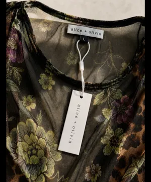 Alice + Olivia Sheer Ruched Floral Mesh Tank NWT Boho Chic Statement Piece Sz L thumbnail 4