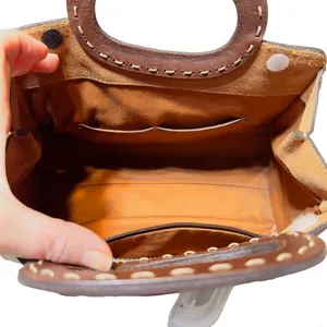 Kate Landry Crocodile Embossed Leather Satchel thumbnail 3