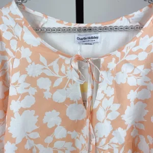 Charlie Holiday Eve Floral Linen Blend Drop Waist Mini Dress Boho Vacation thumbnail 7